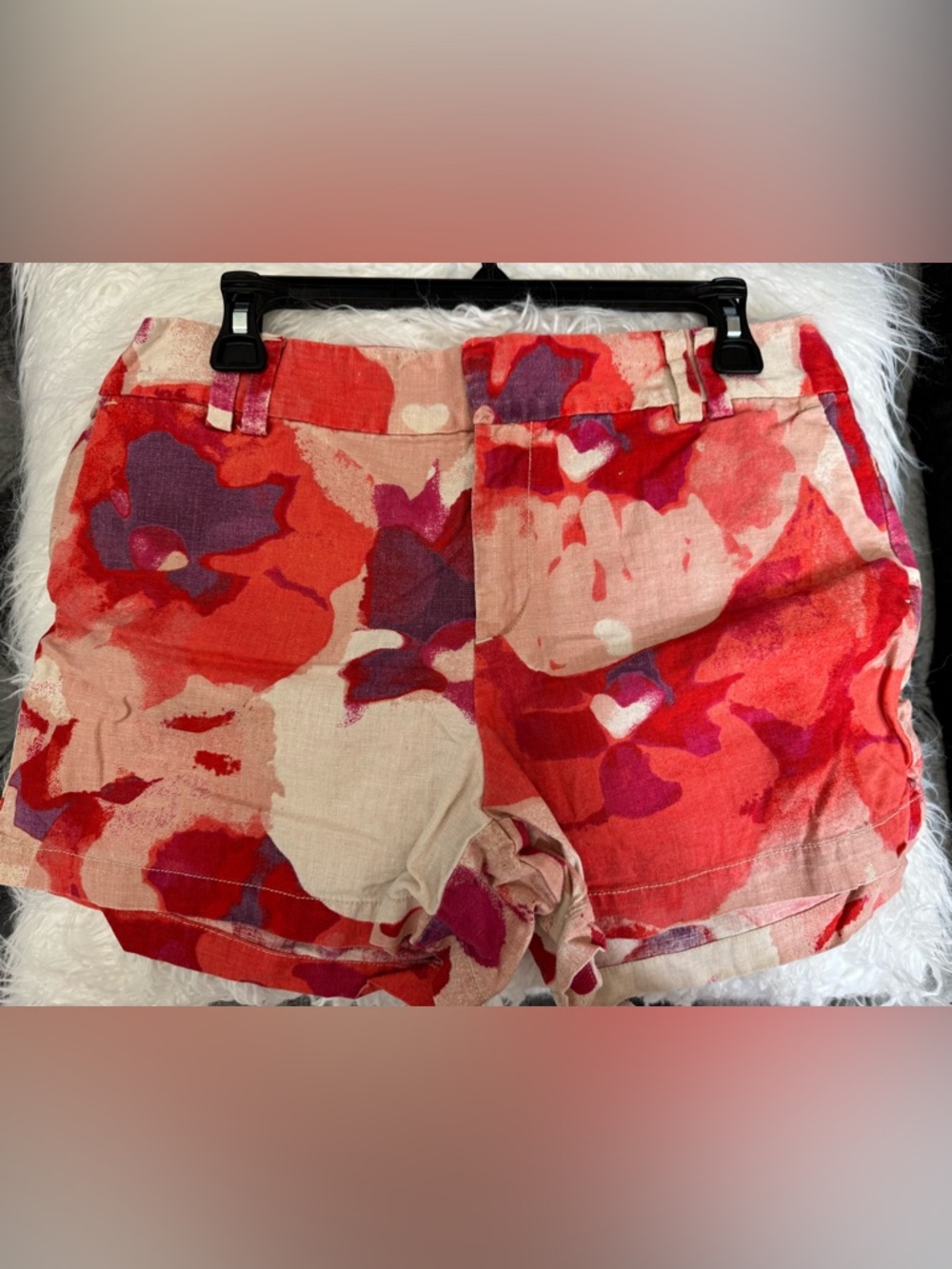 Ann Taylor LOFT 12 Women’s Red Pink and Purple Abstract Floral Shorts